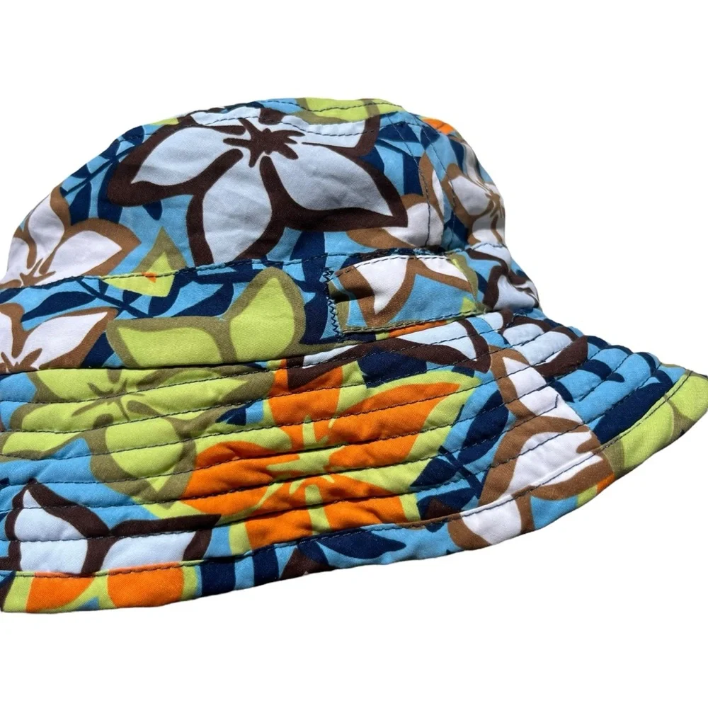One Step Ahead Kid’s Medium Navy Blue, Tropical Flowers UV Protection Bucket Hat